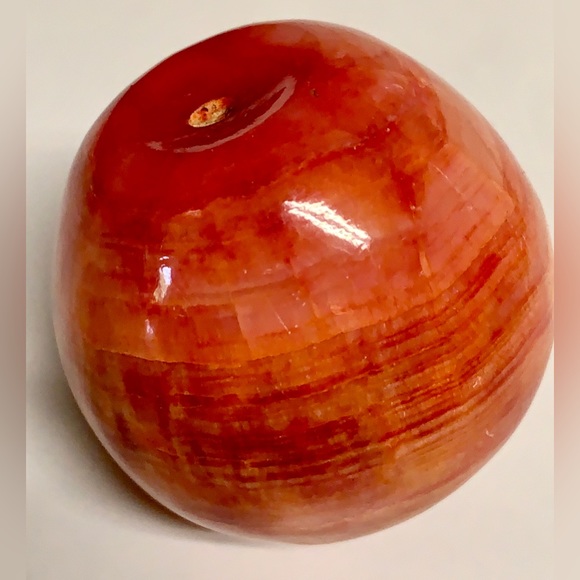 Mid Century Vintage Hand Carved Onyx Marble Apple Figurine Paperweight Sculpture - Picture 13 of 16